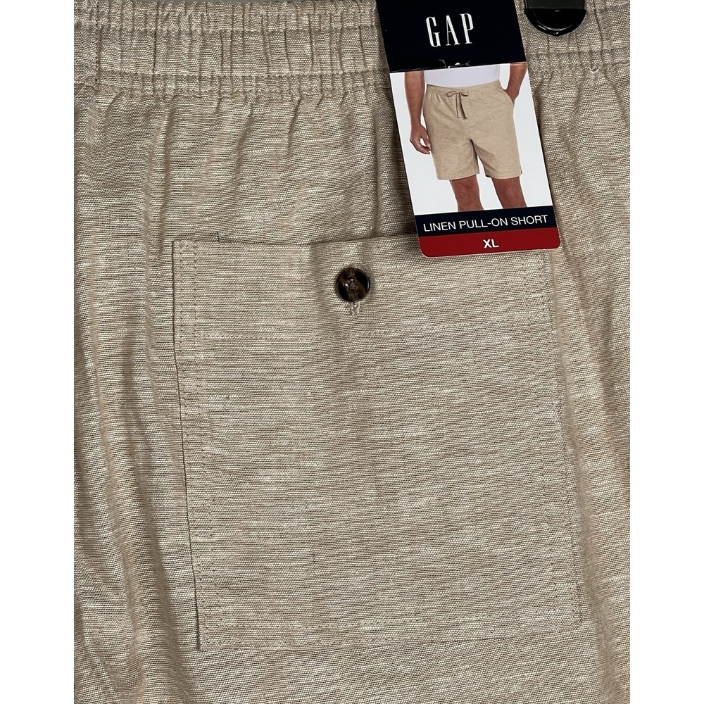 Gap Mens XL Khaki Linen Cotton Blend Pull-On Drawstring Shorts GP007979 NWT - Picture 3 of 8